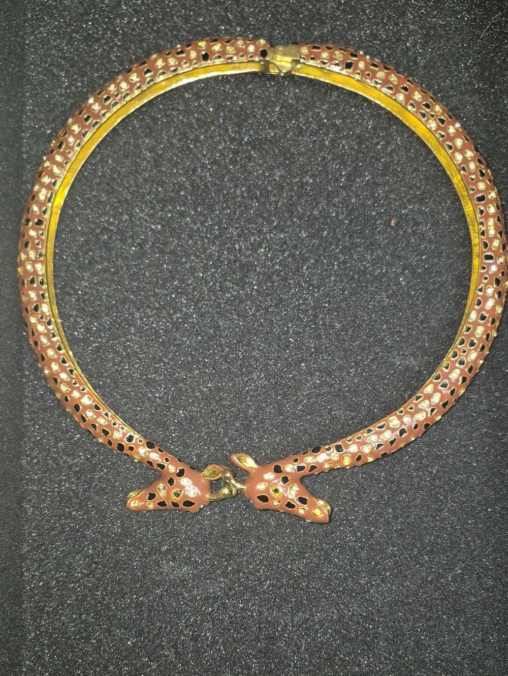 Sassy Jones Brown and Gold Leopard Print Collar Necklace